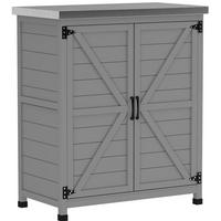 GARTENKOMMODE 79/92/43 cm Grau aus Holz mit verzinkter Tischplatte - Grau, Holz (43/92/79cm) - OKMYHOME