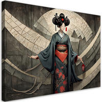 LEINWANDBILD Geisha 100x70cm - Grau, Textil (100/70cm) - Feeby