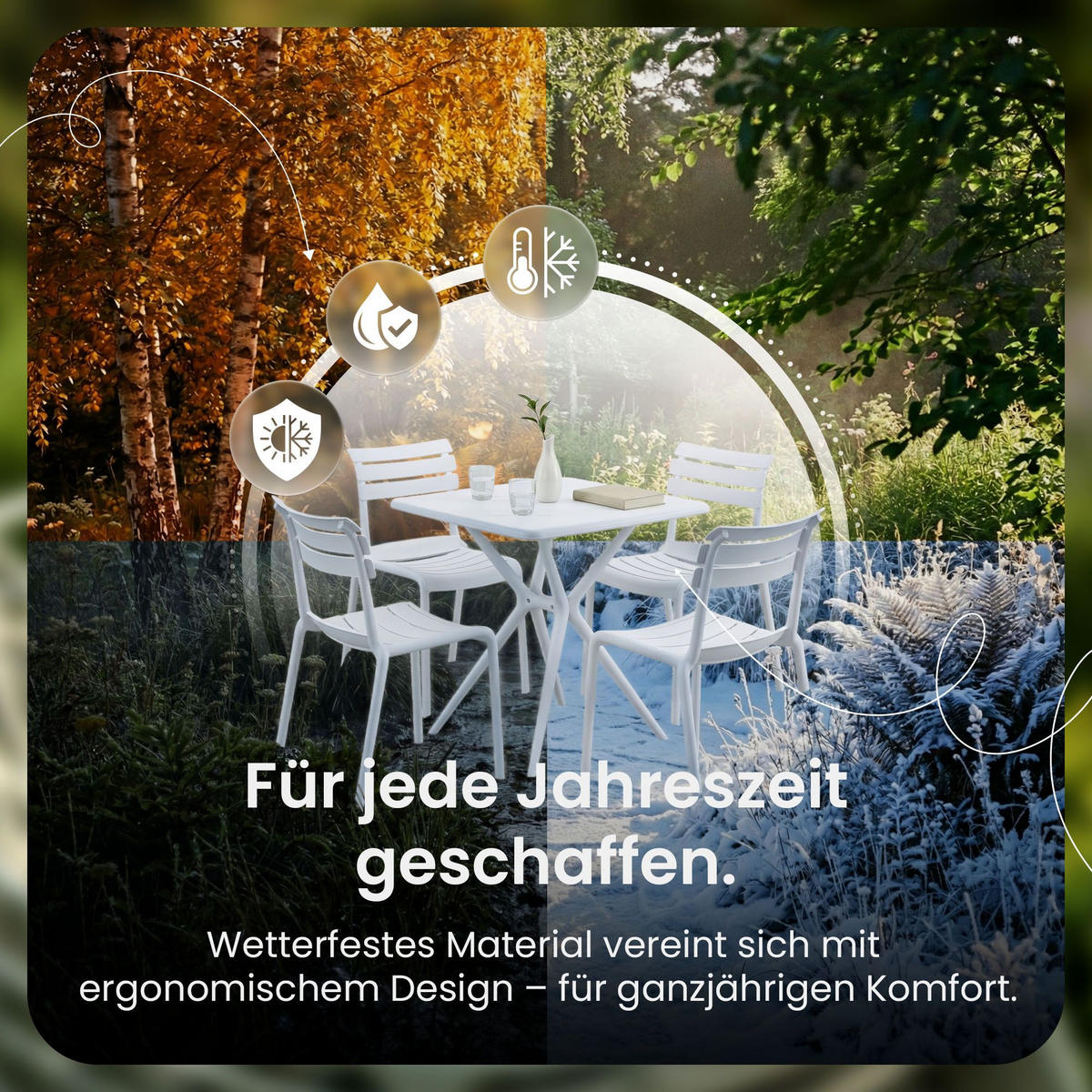 GARTENSITZGRUPPE 4 Kunststoff Weiß - Weiß, Kunststoff - CLP