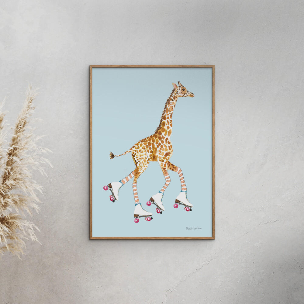 POSTER Wild Apple - Giraffe joy ride VI - Blau, Papier (50/70/0.1cm) - Poster&Frame