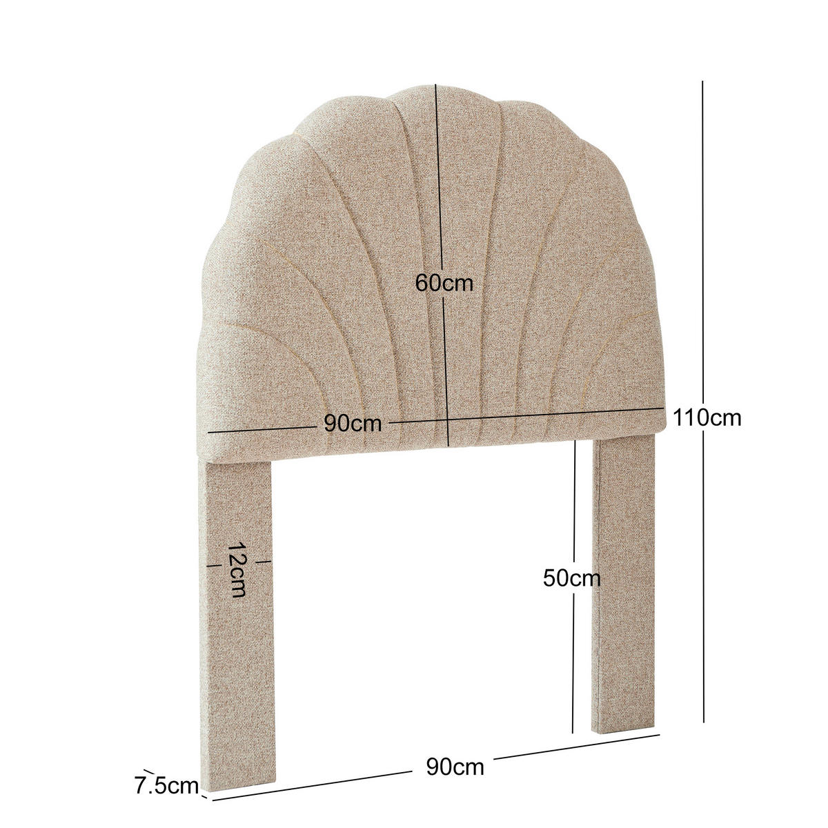 BETTKOPFTEIL Beige 90 cm - Beige, Holz (90/120/7.5cm) - Nordlys