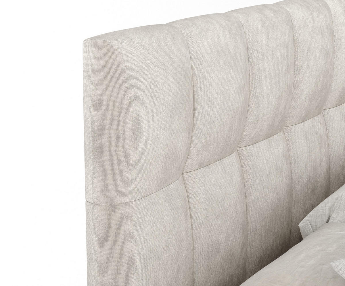BOXSPRINGBETT Elisio Ecru 140/200 cm mit Latex-Topper - Ecru/Silberfarben, Holz/Holzwerkstoff (140/200cm) - Maison de Reve