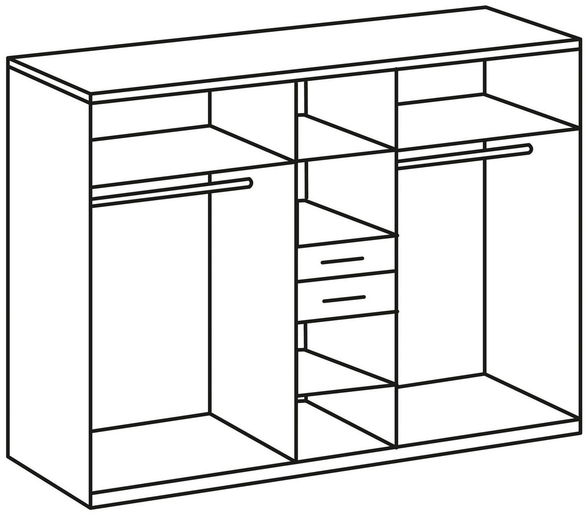 KLEIDERSCHRANK Diver weiß / graphit 225 / 58 / 207cm - Graphitfarben/Weiß, Holz/Holzwerkstoff (225/207/58cm) - Wimex