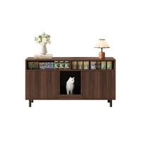SIDEBOARD in Nussbaumfarben Katzentoiletten-Schrank mit Sandauffangmatte und Lagerbereich für Wohnzimmer, B120/T50/H66cm - Walnussfarben, Holzwerkstoff/Metall (120/66/50cm) - STILVORA