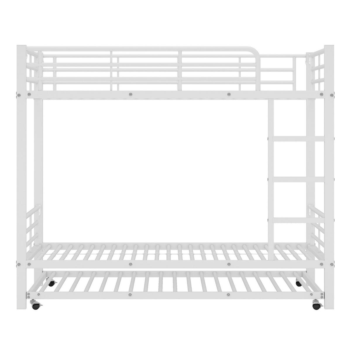 POSCHODOVÁ posteľ 204/95/160 cm biela s výsuvným lôžkom a rebríkom z kovu - biela, kov (90/190cm) - OKWISH