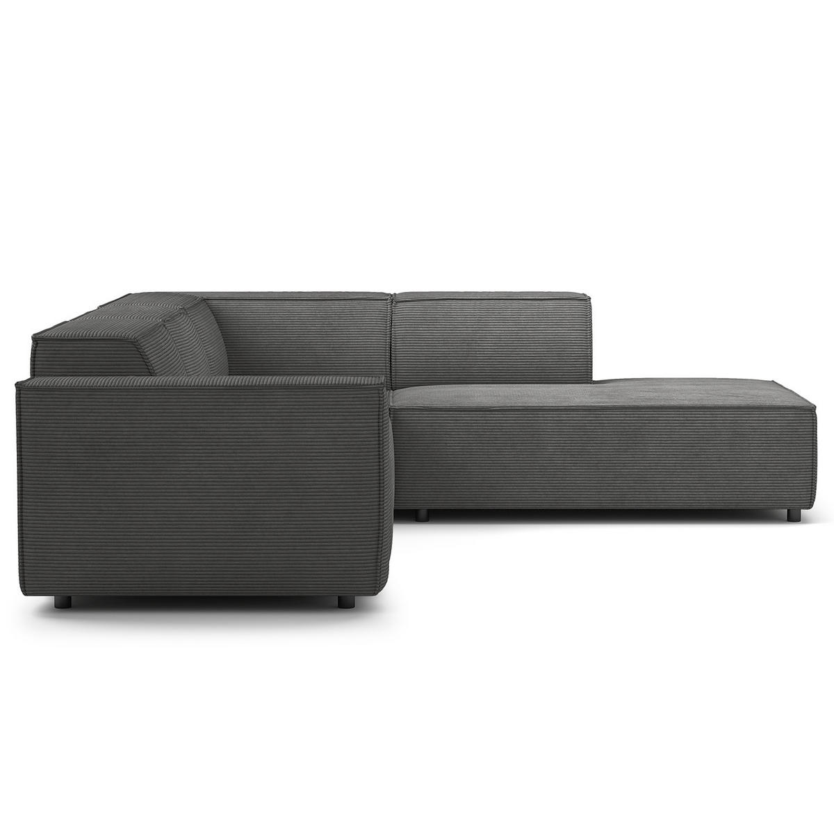 ECKSOFA mit Ottomane - Anthrazit/Schwarz, Kunststoff/Textil (260/234cm) - home24