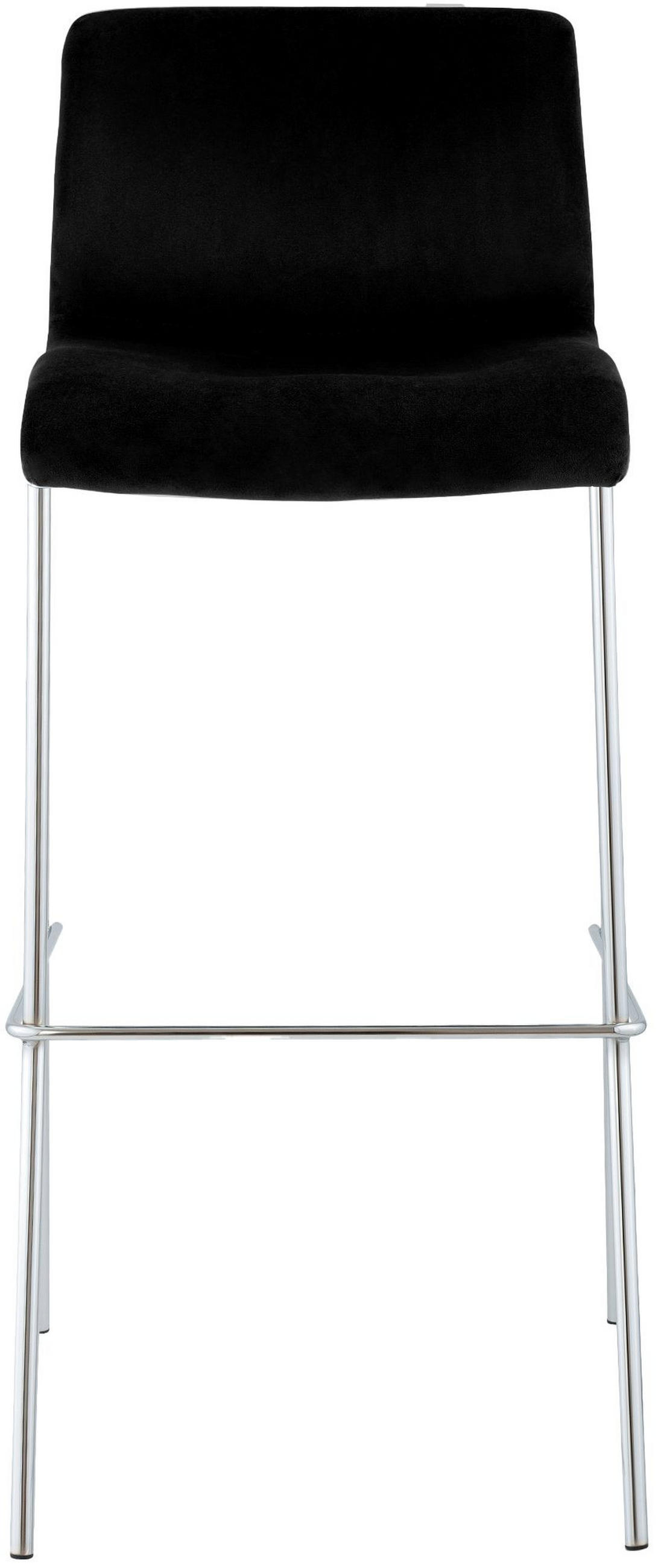BARHOCKER Hope Samt 4-Fuß Chrom schwarz - Chromfarben/Schwarz, Textil/Metall (43/100/48cm) - TPFLiving