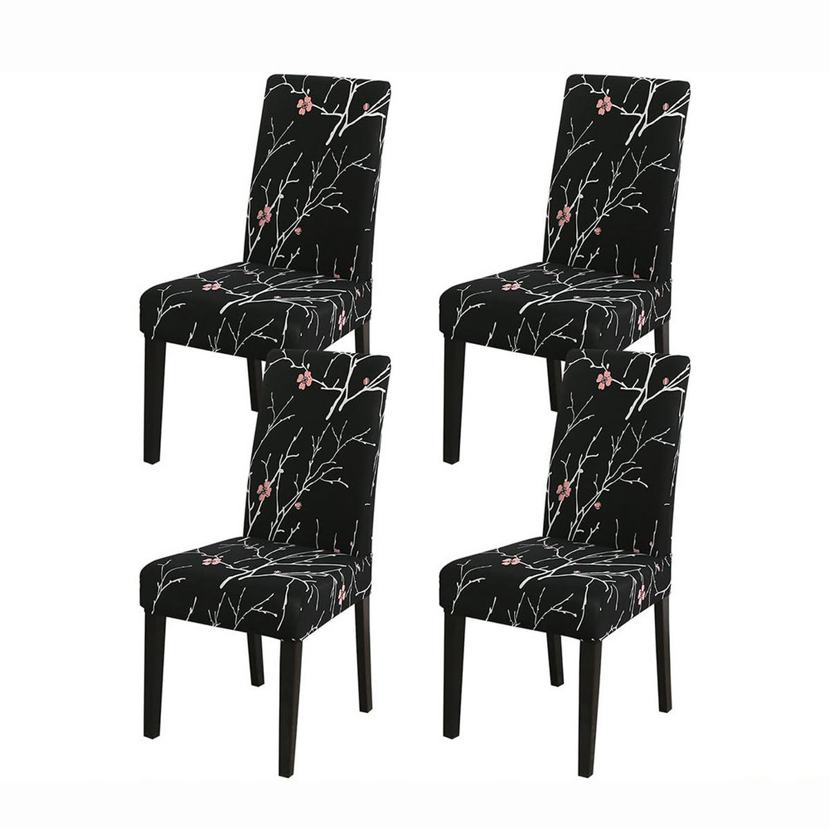 STUHLHUSSE Stretch Waschbar(4-tlg. Set) - Schwarz, Textil (15/25cm) - Kaket