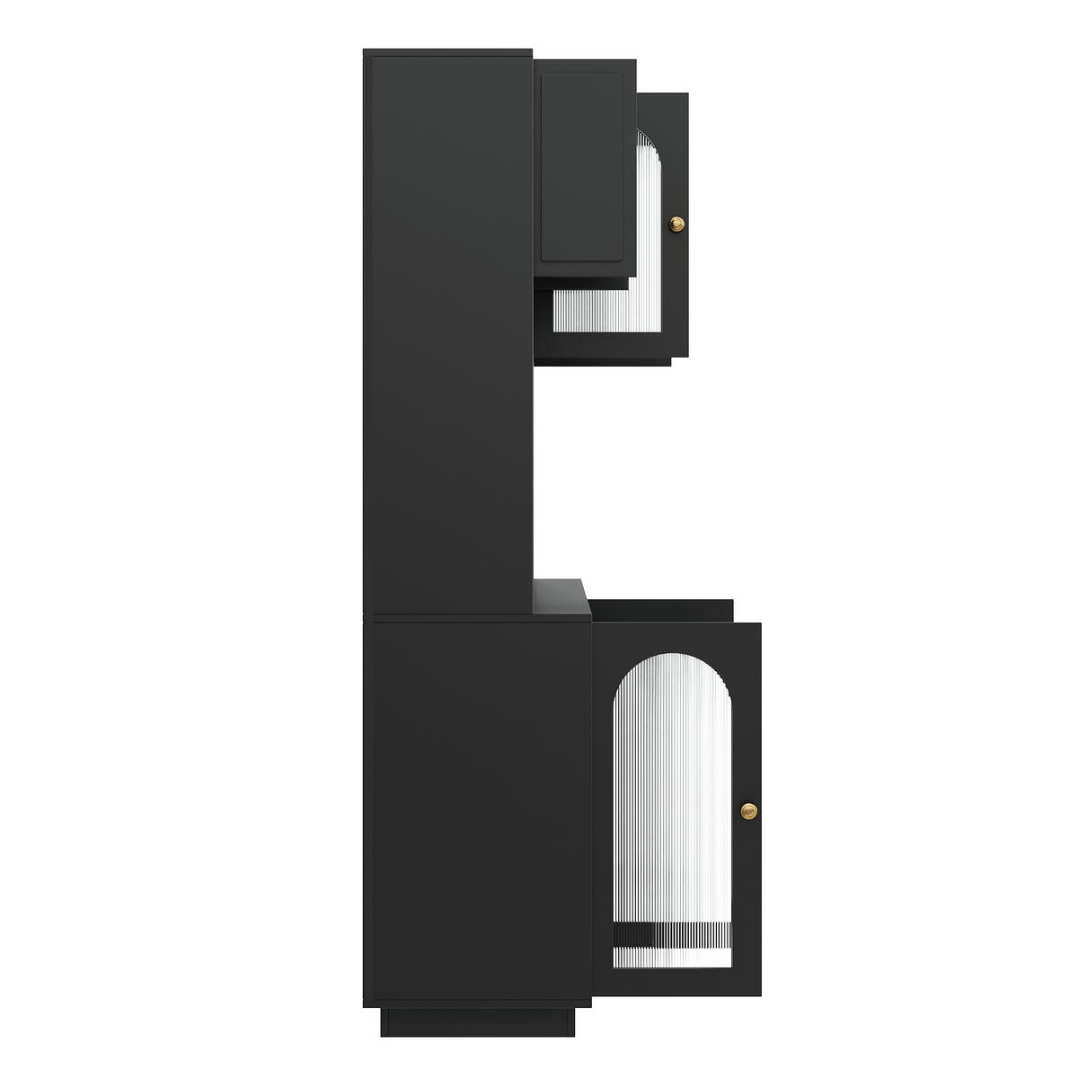 GESCHIRRSCHRANK LED Bogen Türen Acryltüren - Schwarz, Holzwerkstoff (106/175/30cm) - FLIEKS