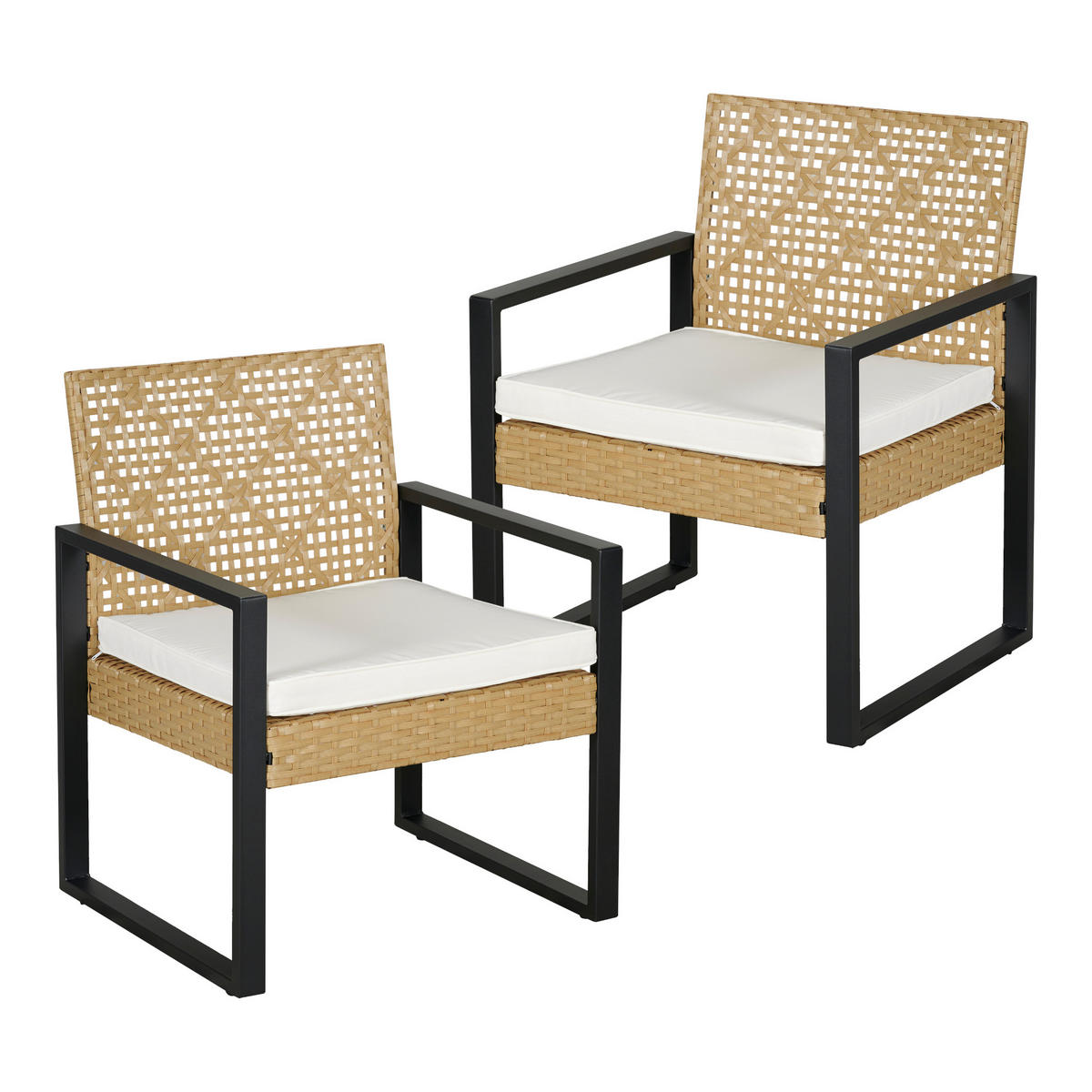 LOUNGE-SET 4 TLG. Calciano - Beige/Naturfarben, Kunststoff/Metall - casa.pro