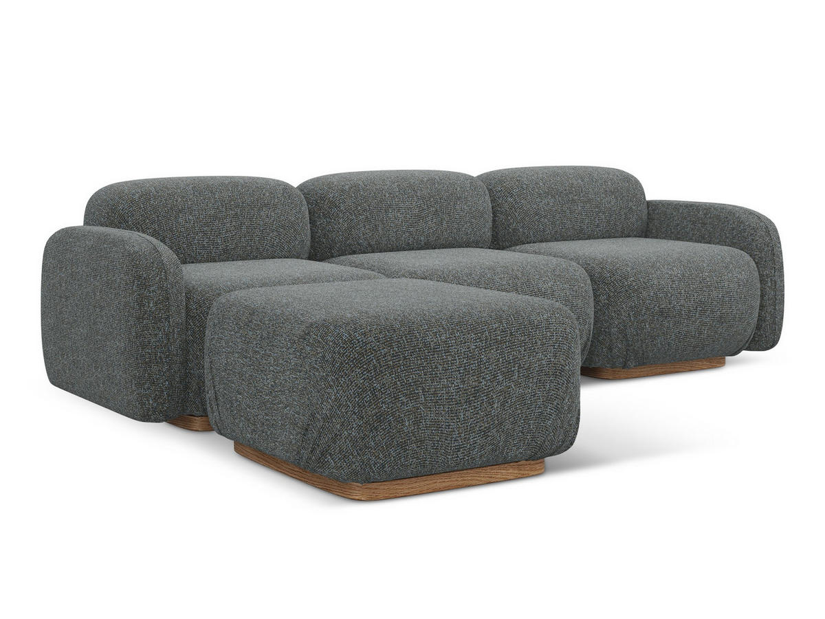 ECKSOFA Beidseitig Strukturstoff Stoff Grau - Dunkelgrau/Braun, Holz/Textil (270/190cm) - Makamii