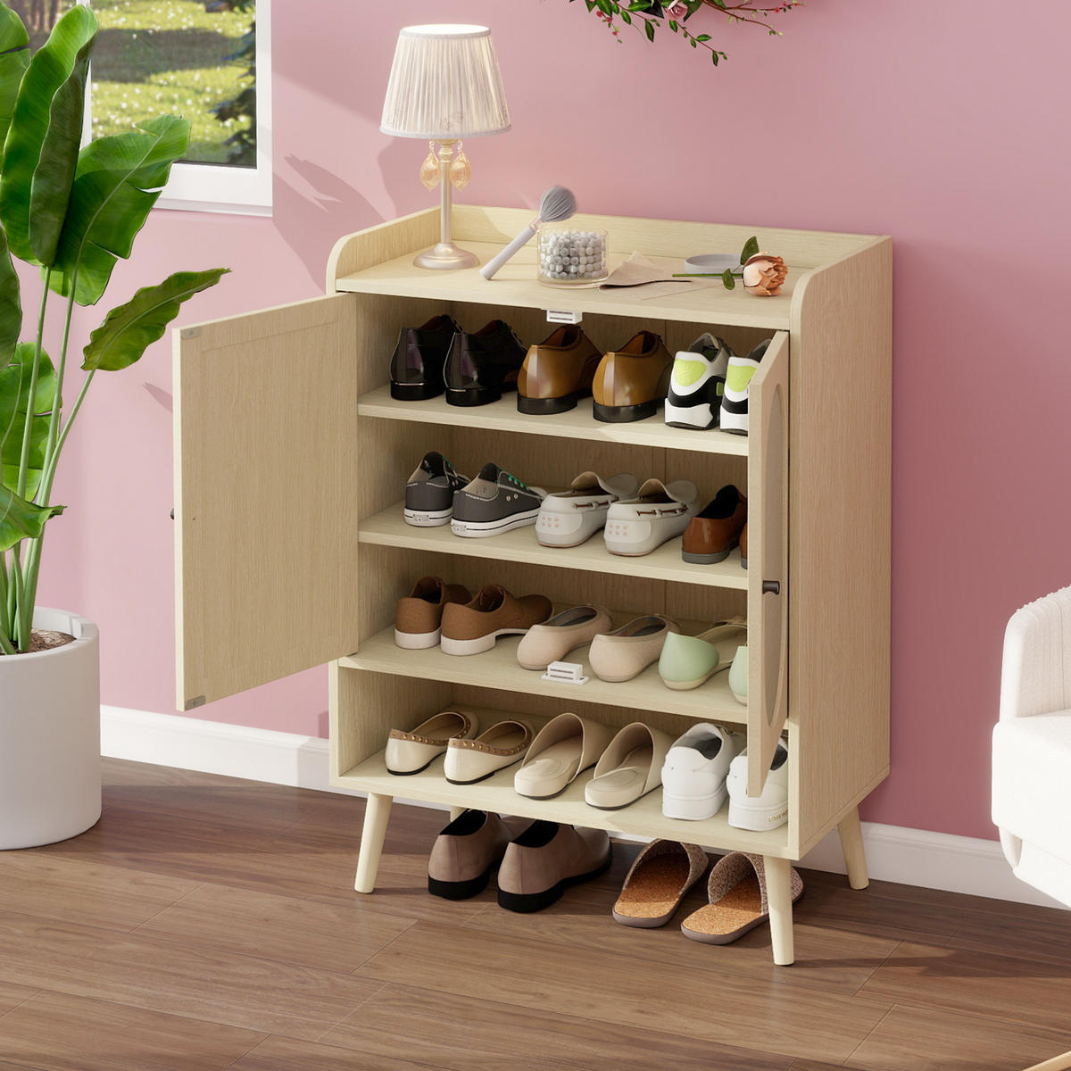 SCHUHSCHKRANK Braun 68/35/90 cm - Hellbraun, Holzwerkstoff (35/90/68cm) - Urban Meuble