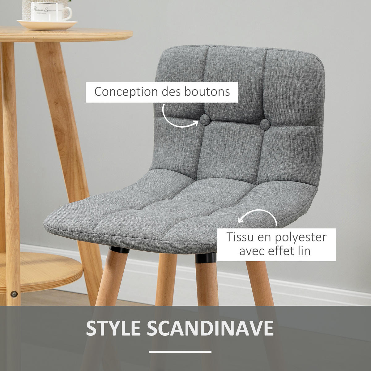 BARHOCKER 2er-Set DE-14776 gepolstert mit Holzfüßen Grau - Grau, Holzwerkstoff (41.5/97.5/47cm) - ComfortXL
