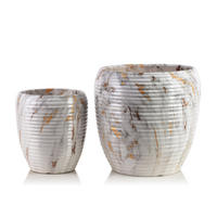 BLUMENTOPF Neva 2er Set Beige 30.5/30.5/30.5 cm Keramik - Beige, Keramik (30.5/30.5/30.5cm) - Mondex