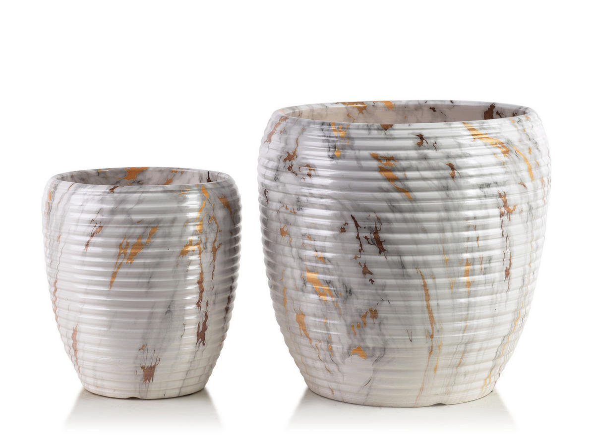 BLUMENTOPF Neva 2er Set Beige 30.5/30.5/30.5 cm Keramik - Beige, Keramik (30.5/30.5/30.5cm) - Mondex