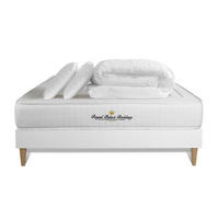 BETT Nottingham Memory-Schaum 140 x 200 cm h3 - Kit Bettgestell Weiß - Mit Kissen und Bettdecke - Beige/Weiß, Holz/Textil (140/200cm) - ROYAL PALACE BEDDING