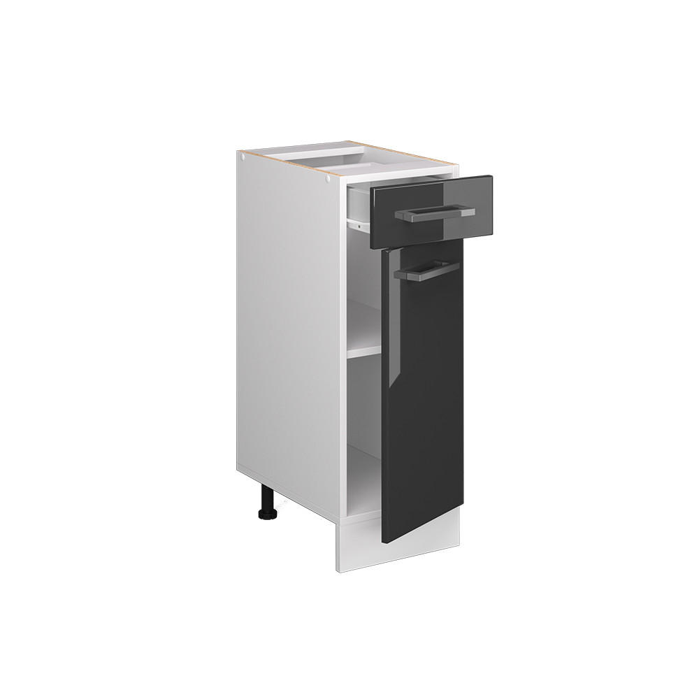KÜCHENUNTERSCHRANK R-Line Anthrazit Hochglanz 30 cm ohne AP - Schwarz Hochglanz/Anthrazit, Holzwerkstoff (30/81.6/46cm) - Vicco