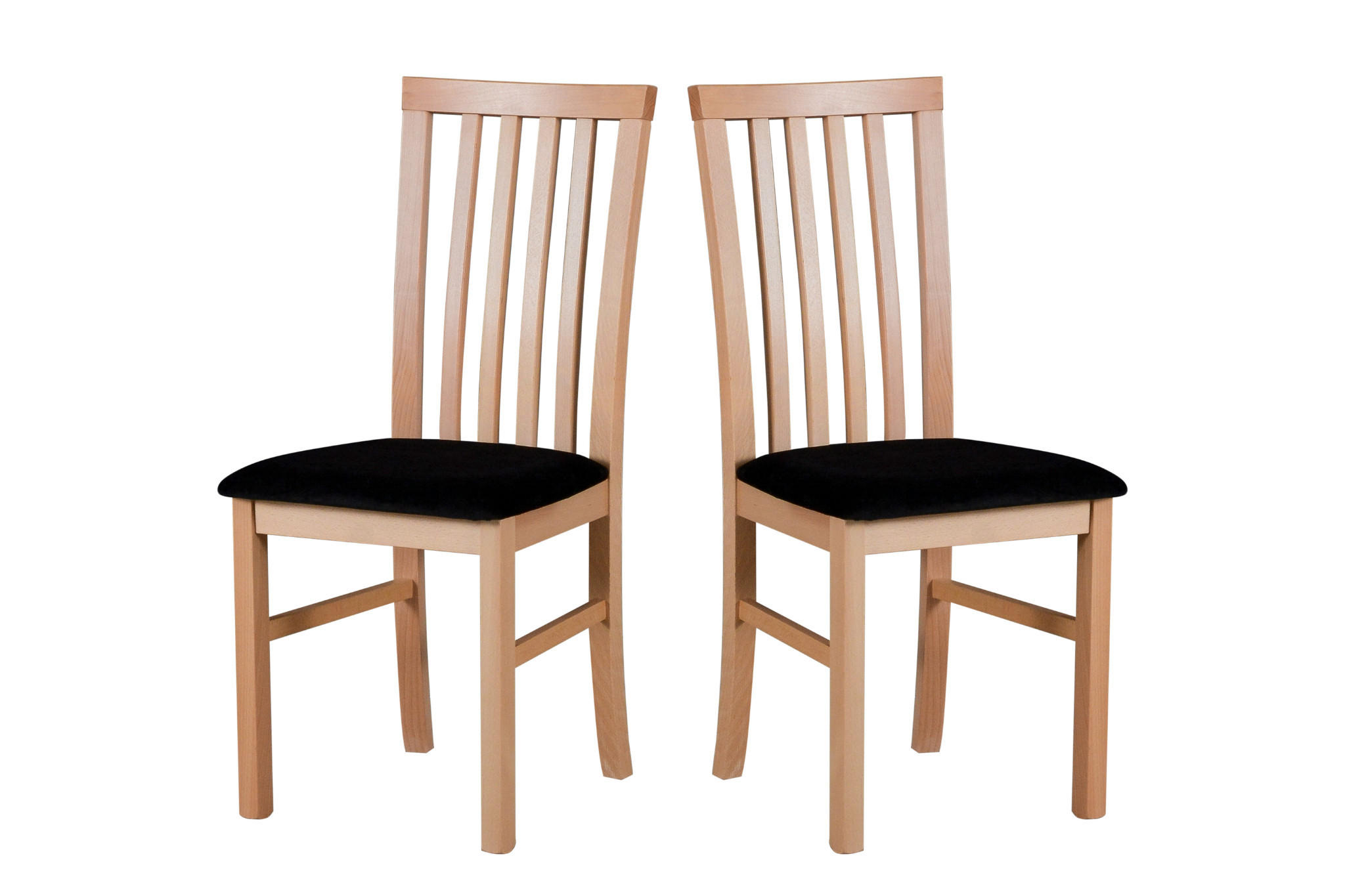 STUHL 2er Set Milano 1, Buche - Buchefarben/Schwarz, Holz (43/93/40cm) - Leaf Design