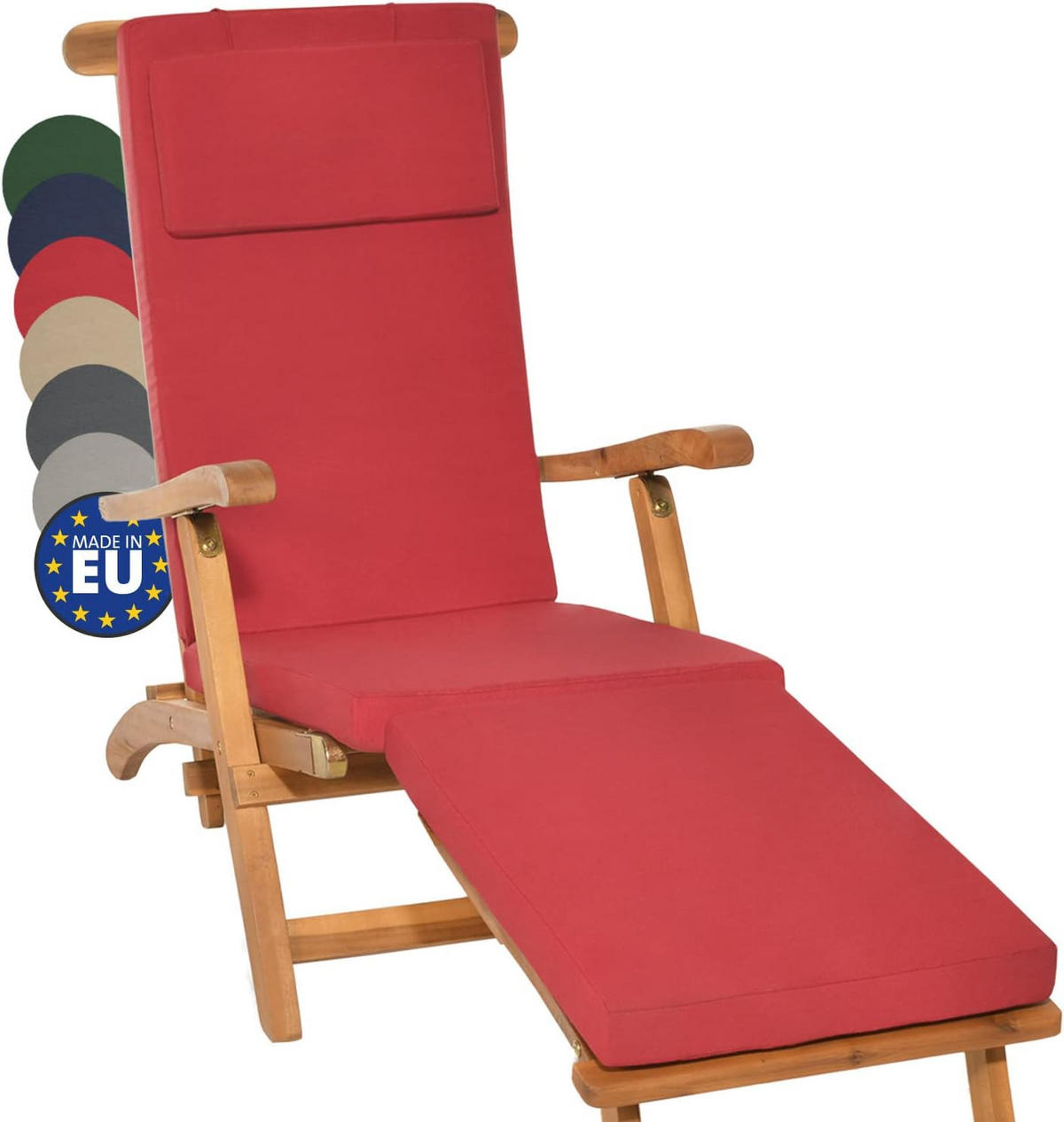 DECKCHAIRAUFLAGE Loftlux DC 175x45x5cm Rot (2tlg) - Rot, Textil (45/10/175cm) - Beautissu 