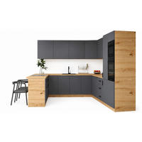 ECKKÜCHE 390 × 260 × 210 cm – Nexa K106-G860 – in Grau / Matt - Schwarz/Grau, Holz/Metall (390/212/58cm) - ROYAL24_MARKT