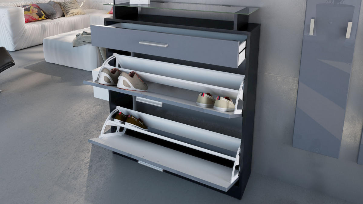 GARDEROBE Loret Front in Schwarz matt - Schwarz, Holzwerkstoff (180/200/23cm) - Vladon