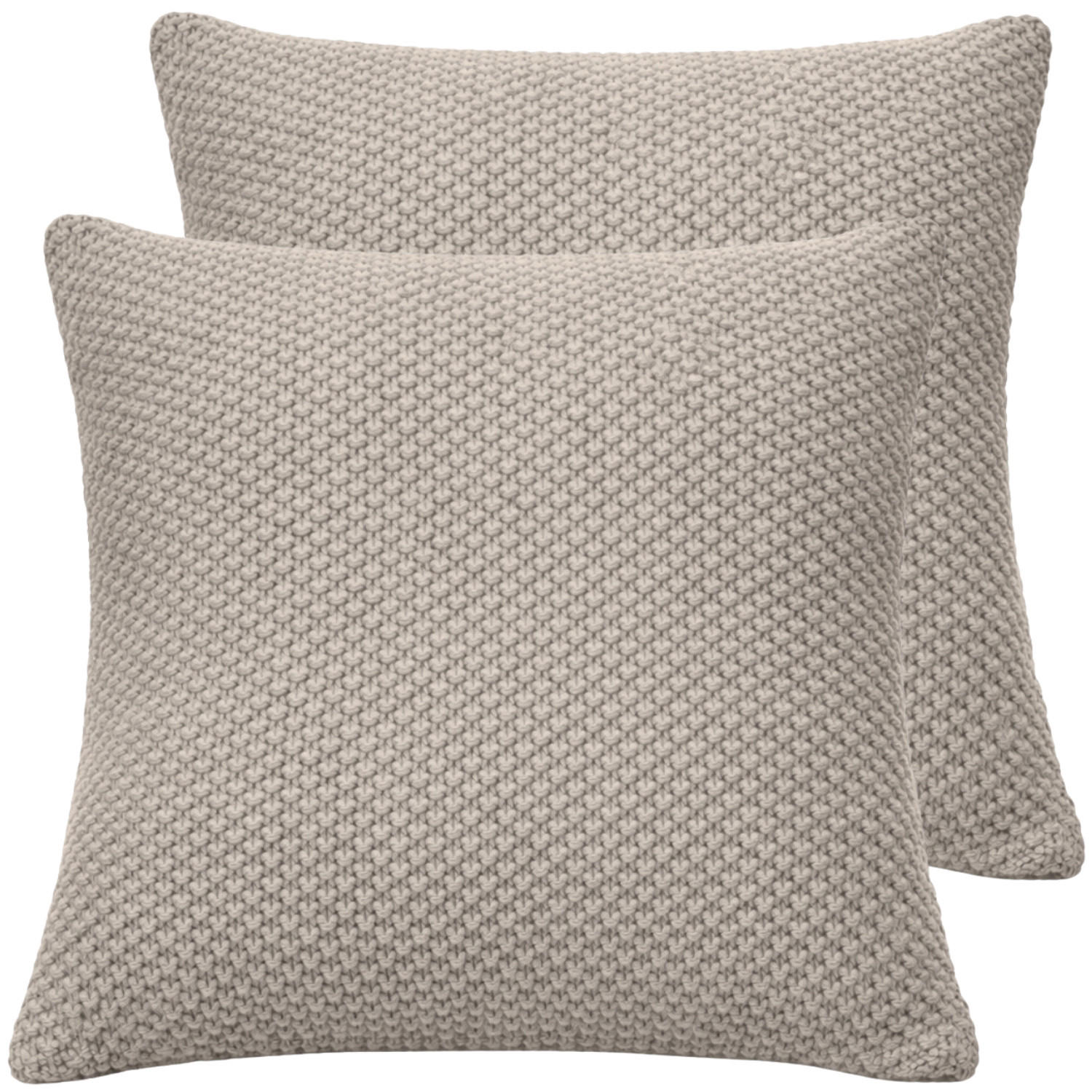 KISSENBEZUG 50x50 im 2er Set, Strick Dekokissenbezug, Wohnzimmer Sofakissenbezug für Sofa, Bett, Couch - Greige - Greige, Textil (50/50cm) - Carpe Sonno