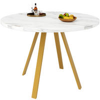 ESSTISCH, MDF-Tischplatte in Marmoroptik & Metallgestell, 80/80/75 cm, Weiß/Gold - Weiß, Holzwerkstoff (80/80/75cm) - Redom