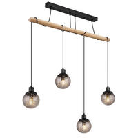 HÄNGELEUCHTE Metall Rauchglas Grau - Grau, Holz (95/15/165cm) - Globo Lighting