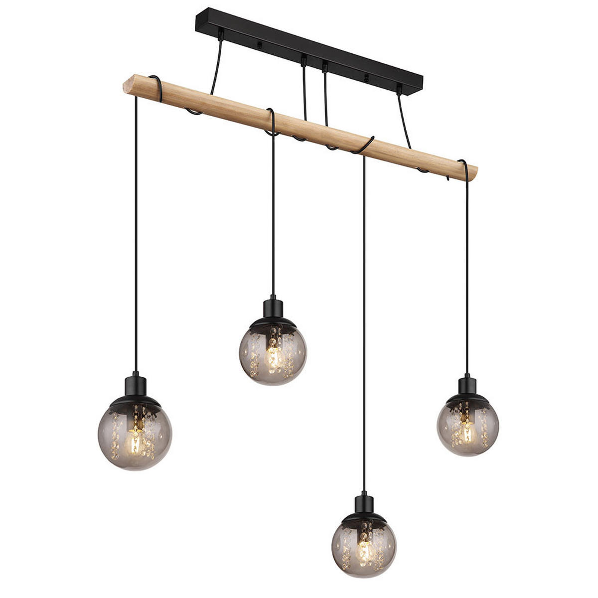 HÄNGELEUCHTE GUNDI Holzoptik Schwarz Braun - Schwarz, Holz (95/15/165cm) - Globo Lighting