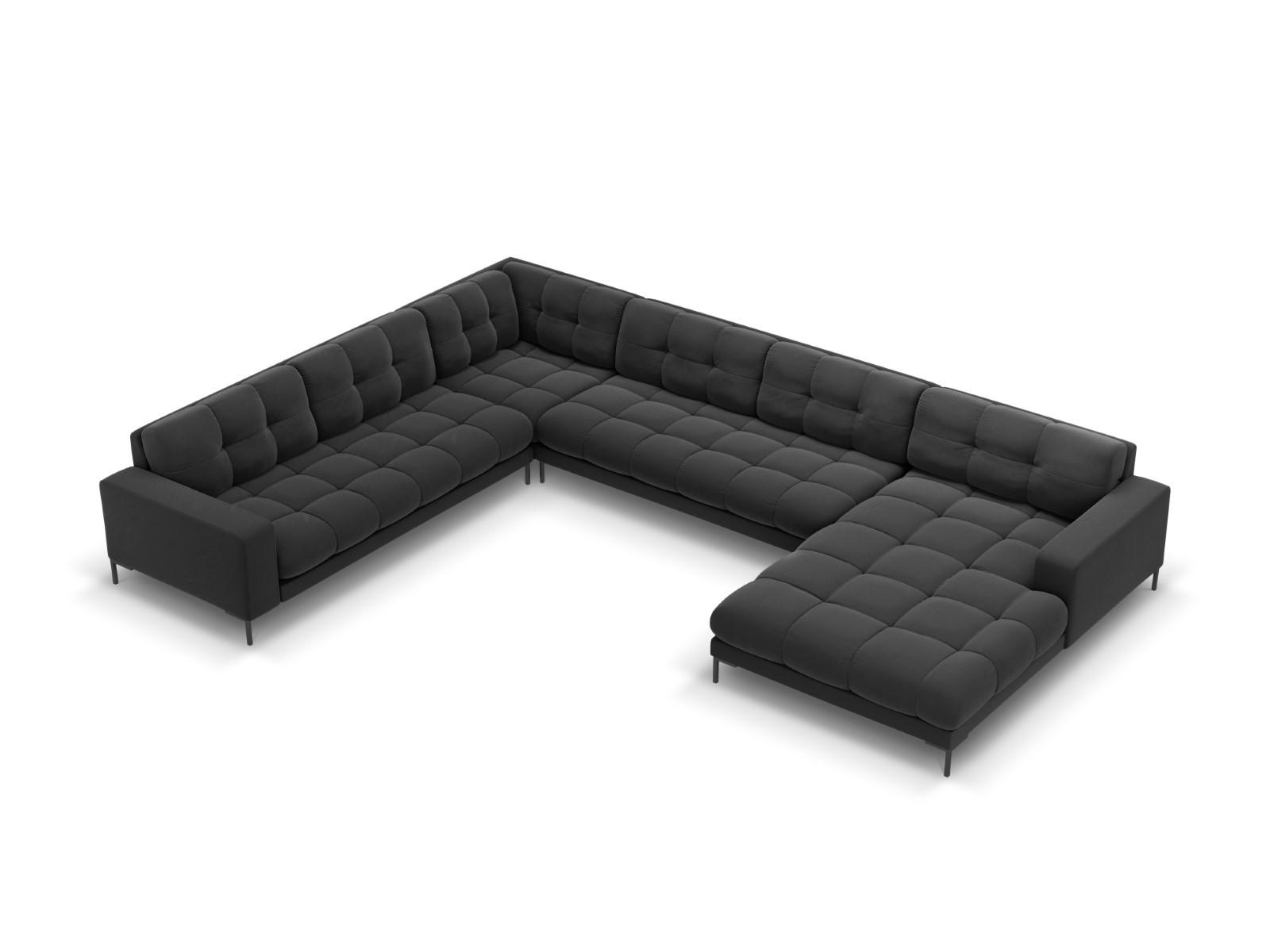 PANORAMASOFA links Mamaia aus Samt dunkelgrau 7 Sitzplätze - Dunkelgrau, Textil (256/75/327cm) - Micadoni