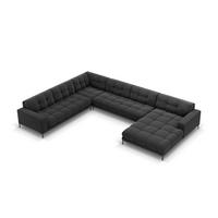 PANORAMASOFA links Mamaia aus Samt dunkelgrau 7 Sitzplätze - Dunkelgrau, Textil (256/75/327cm) - Micadoni