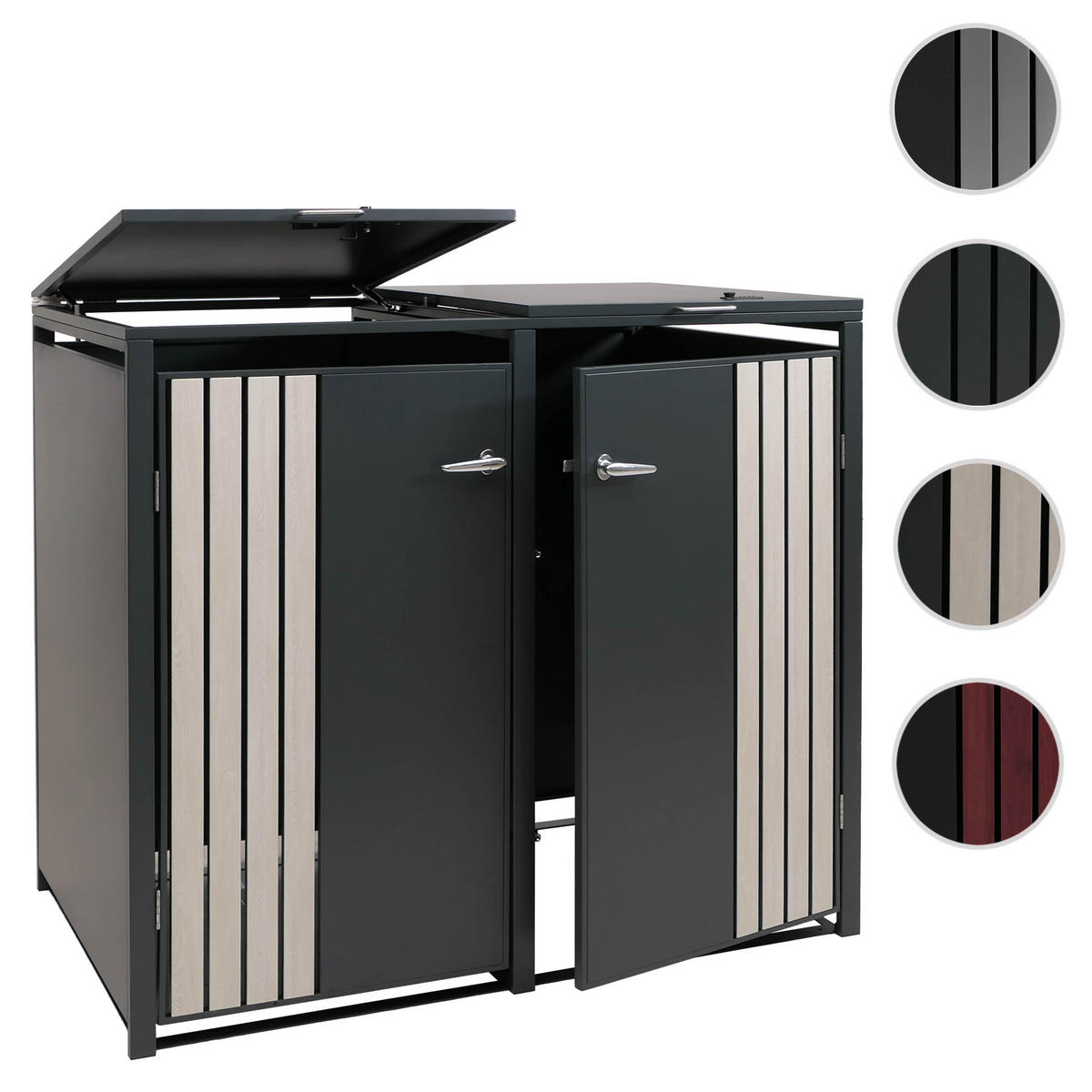 2ER-MÜLLTONNENVERKLEIDUNG Anthrazit, Hellbraun - Hellbraun/Anthrazit, Metall (132/122/84cm) - MCW