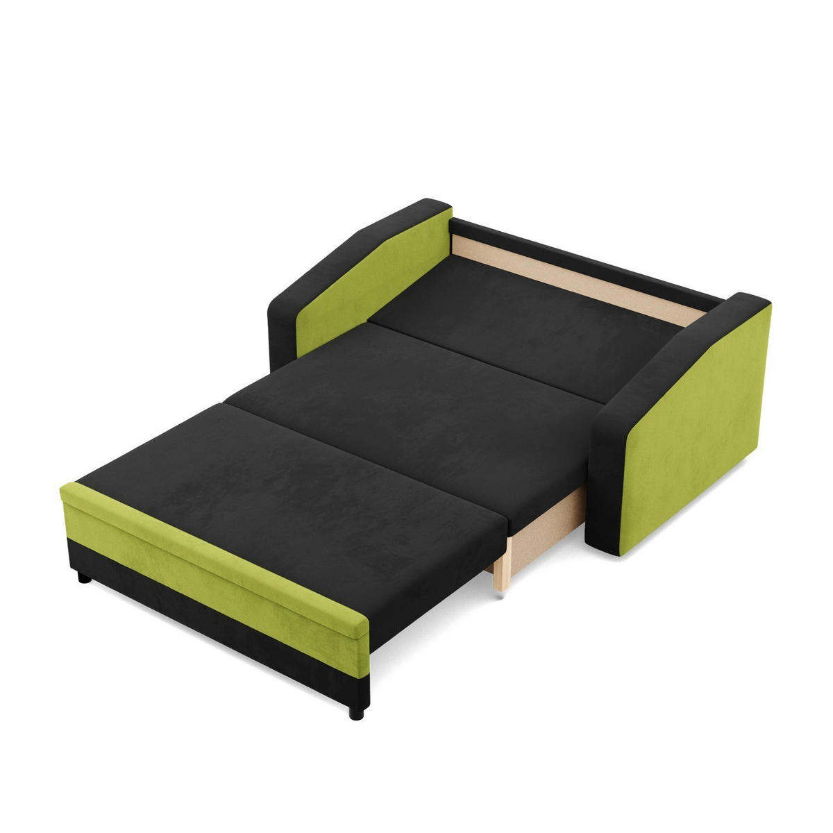 SOFA 2-SITZER MIT SCHLAFFUNKTION ORION, Schwarz + Grün - Schwarz/Grün, Textil (148/90/87cm)