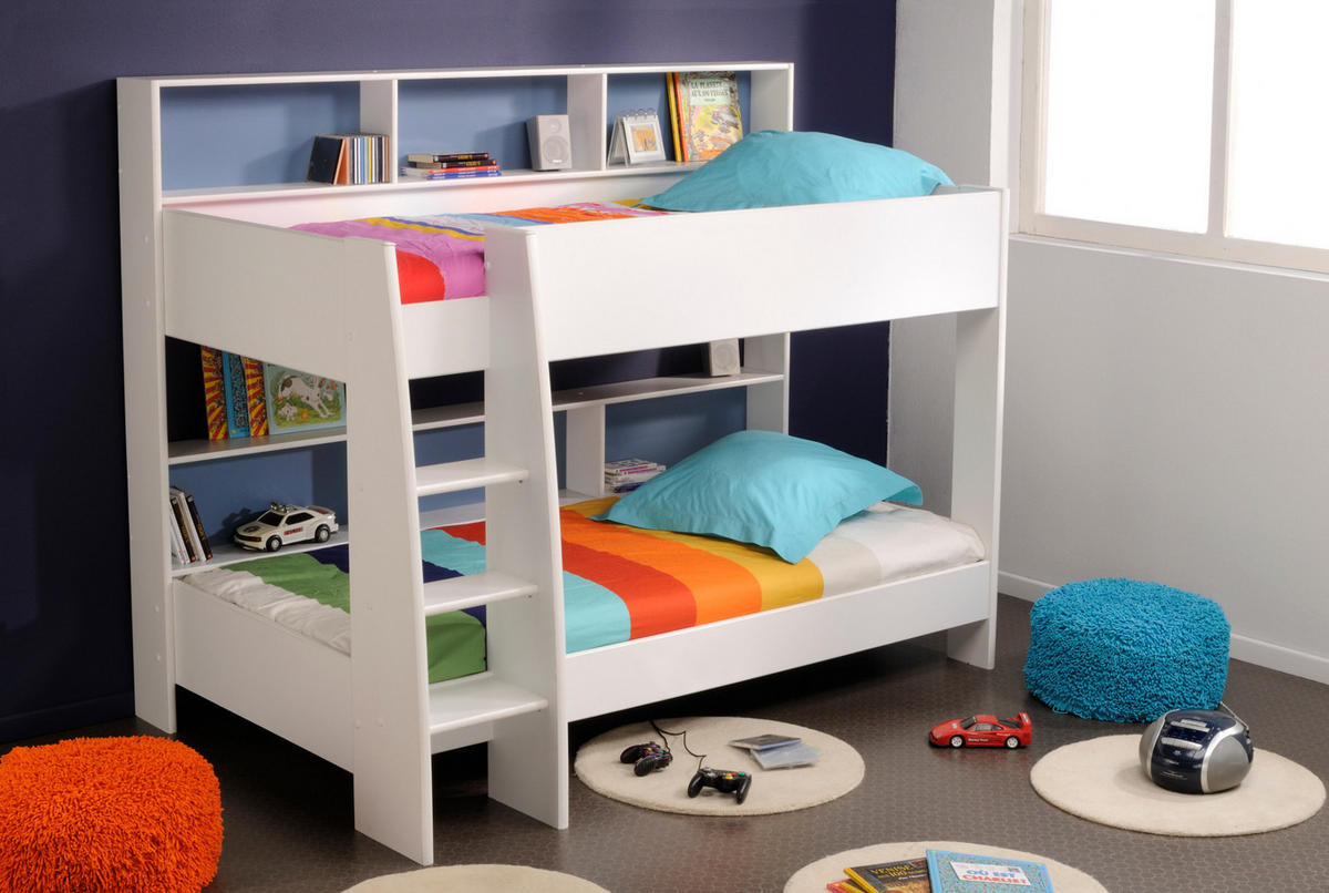 ETAGENBETT Jugendzimmer 2x Bett 90 x 200 cm Lattenrost - Weiß, Holzwerkstoff (90/200cm) - Parisot Meuble