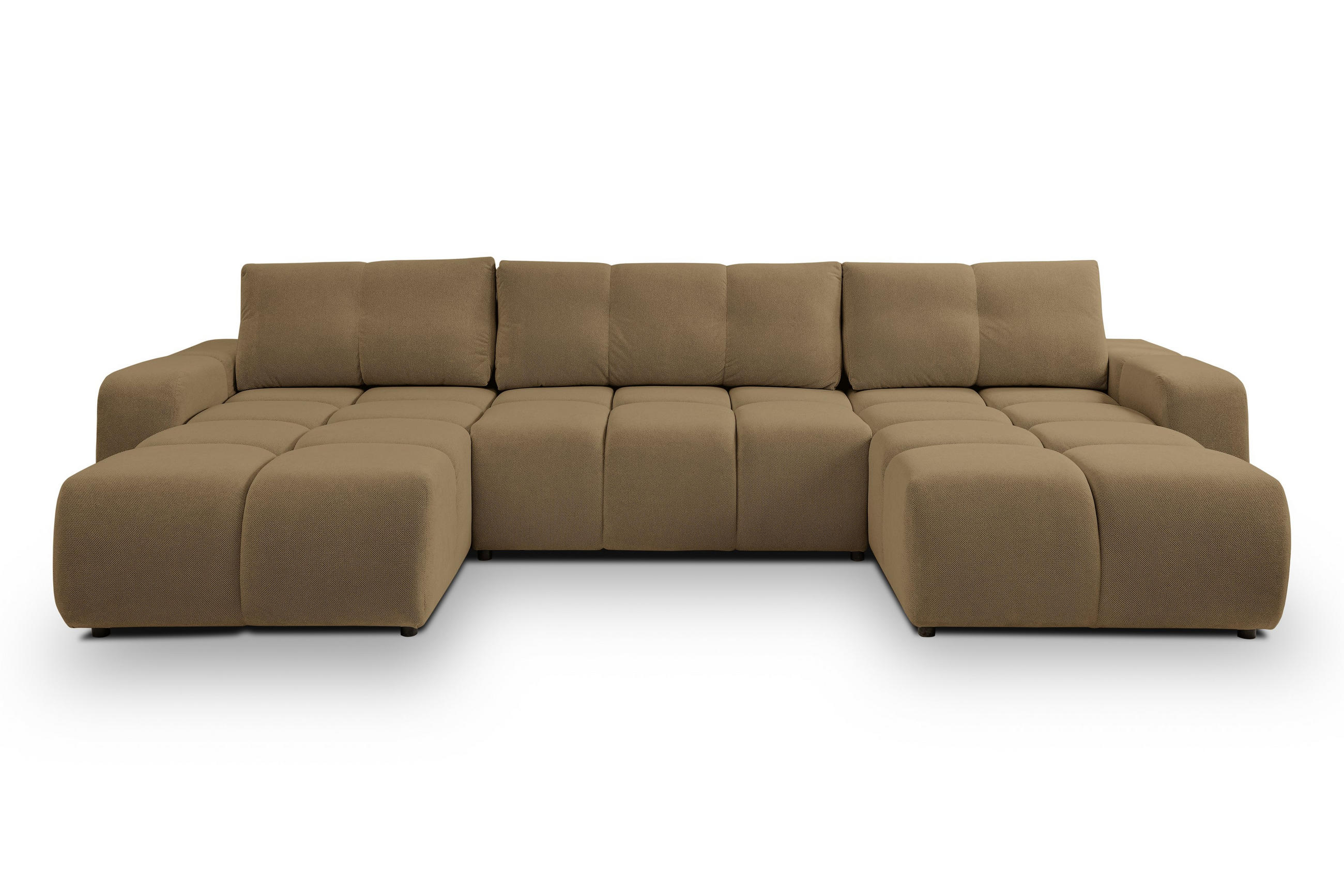 WOHNLANDSCHAFT DUCA U Beige Jersey mit Schlaffunktion - Beige, Holz (359/88/177cm) - MASSENO