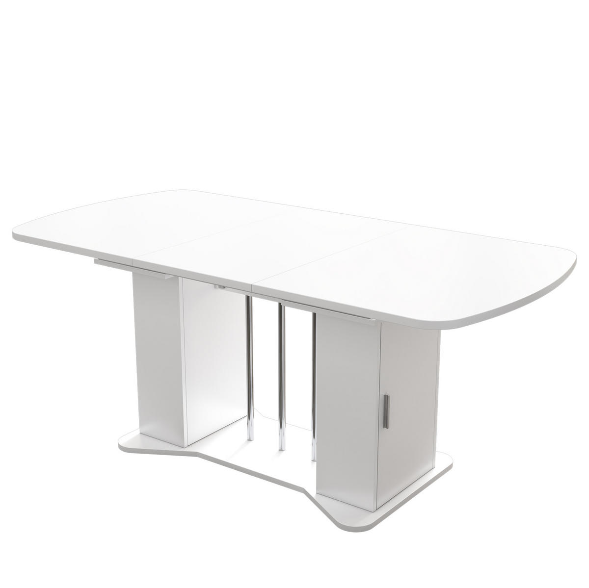 AUSZIEHTISCH in Weiß 120/80 cm mit Stauraum und silberfarbenem Metallgestell - Weiß, Holzwerkstoff (160/80/75cm) - BEAOK