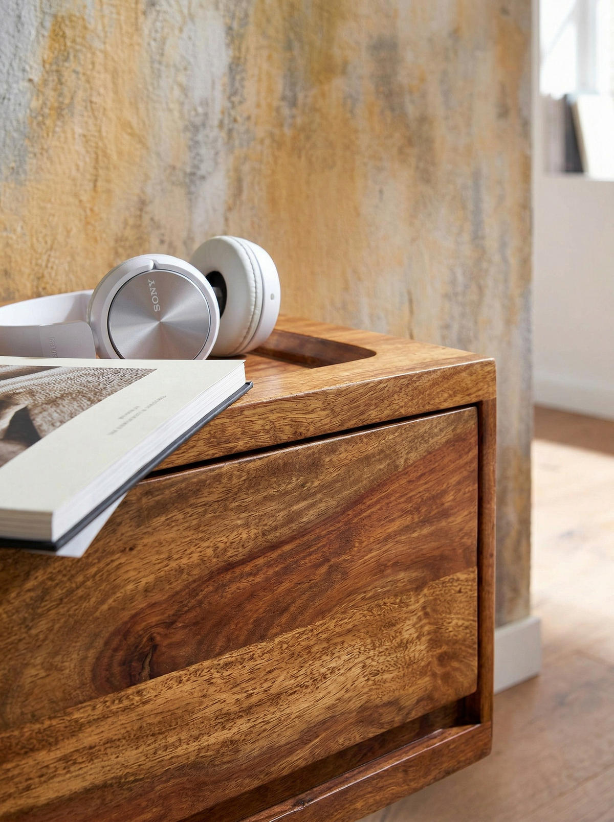 LOWBOARD Hängend Massivholz Modern Stil mit 2 Schubladen - Braun, Holz (108/25/34cm) - KADIMA DESIGN