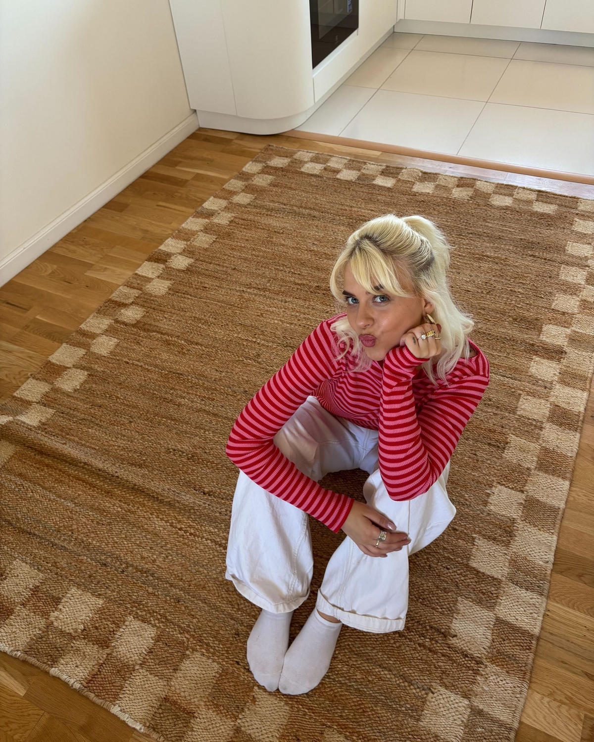 KOBEREC Světle béžový 160/230 cm Juta Beed - béžová, textil (160/230cm) - Beliani
