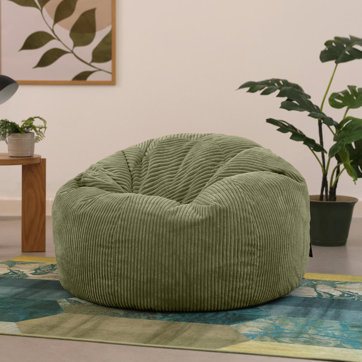 SITZSACK Klassisch Sessel aus Cord 2-tlg. - Salbeigrün, Textil (85/50/85cm) - icon