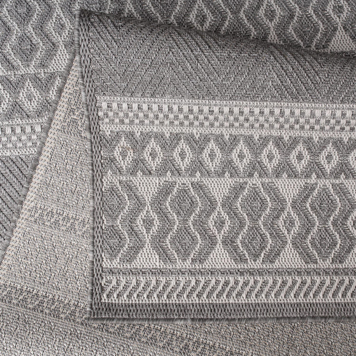 TEPPICH Kurzflor Streifen Boho Wohnzimmer schmutzabweisend Grau Läufer 80x150 - Grau, Textil (80/150cm) - KADIMA DESIGN