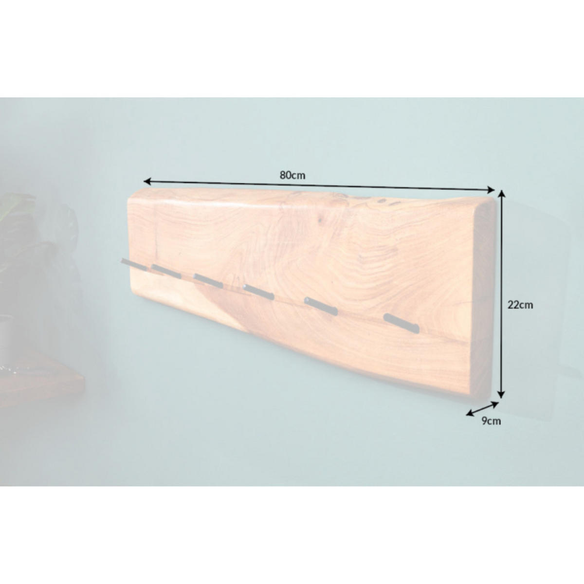 WANDGARDEROBE MAMMUT Akazie Braun 80cm - Schwarz/Braun, Holz/Metall (80/22/9cm) - riess-ambiente