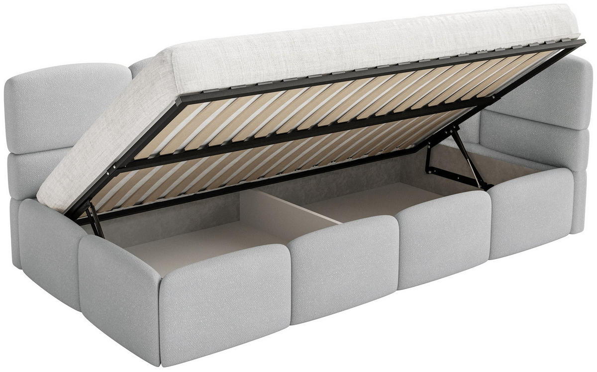 JUGENDBETT Cloudy Hellgrau 120 cm, Chenille - Hellgrau/Schwarz, Kunststoff/Textil (120/200cm) - Selsey