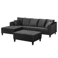 ECKSOFA mit Ottomane - Samt - Anthrazit, Textil (254/165cm) - home24