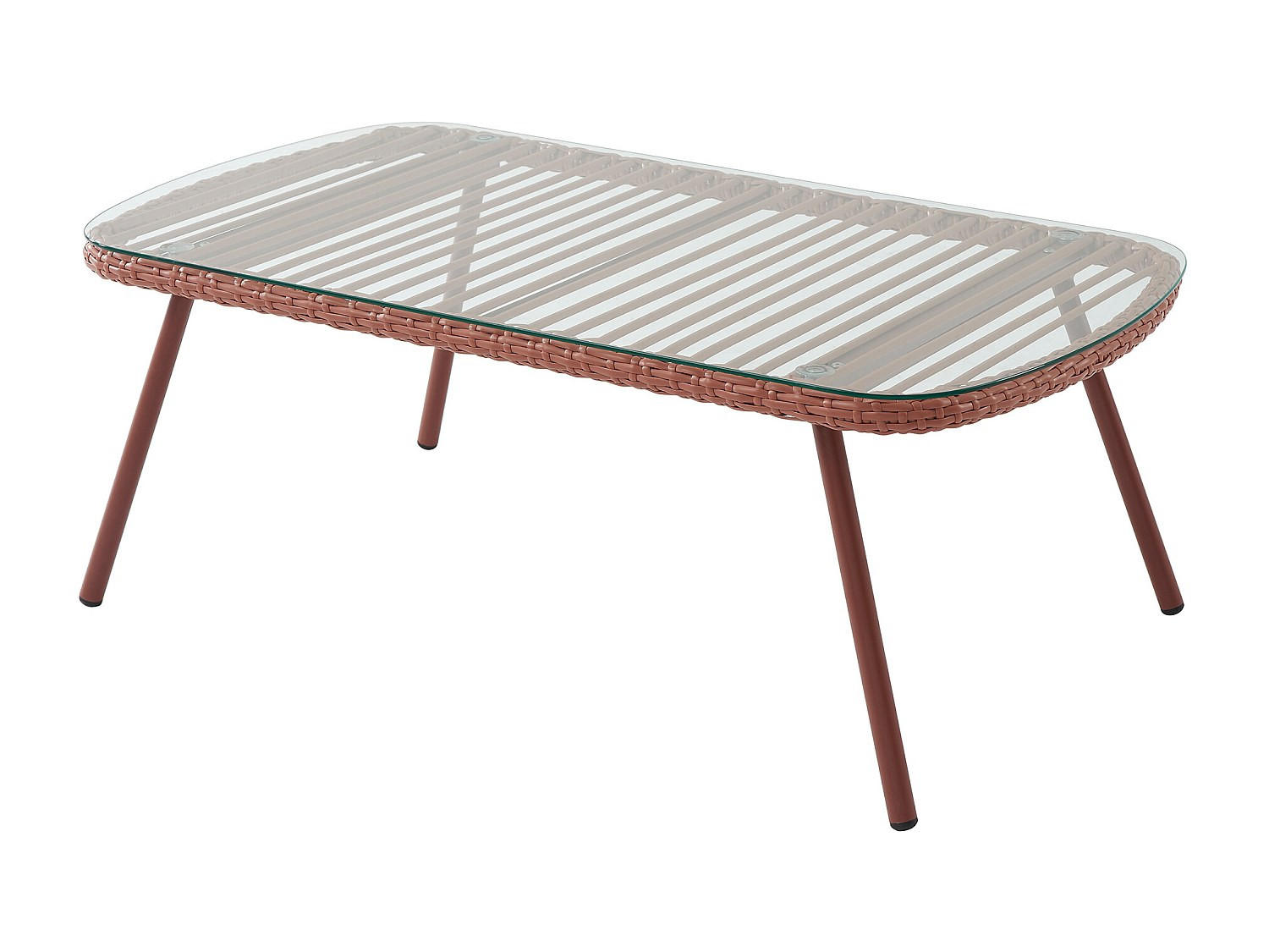 GARTENBEISTELLTISCH - 111 cmcm x 63 cmcm - Glas, Harz - Terracotta - LOUSINI - Terracotta, Glas (63/111/39.5cm) - Vente-Unique