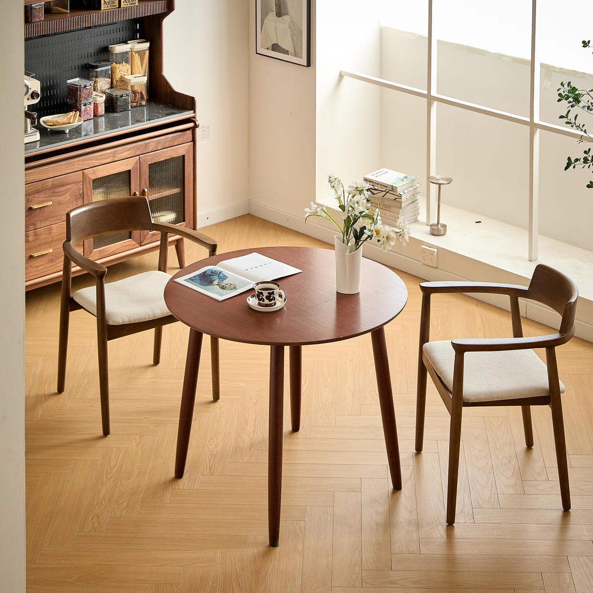 STUHL 2er-Set dunklem Holz Beige - Braun, Holz (58/75/57.5cm) - Nordlys