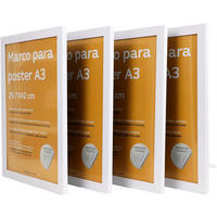 RAHMEN Set mit 4 aus MDF und Acrylglas Schutz und Aussteller für Fotografien, Bilder, Poster, Gemälde, Dekoration für Haus Farbe Weiß A3 - Weiß, Holz (29.7/3/42cm) - Nacnic