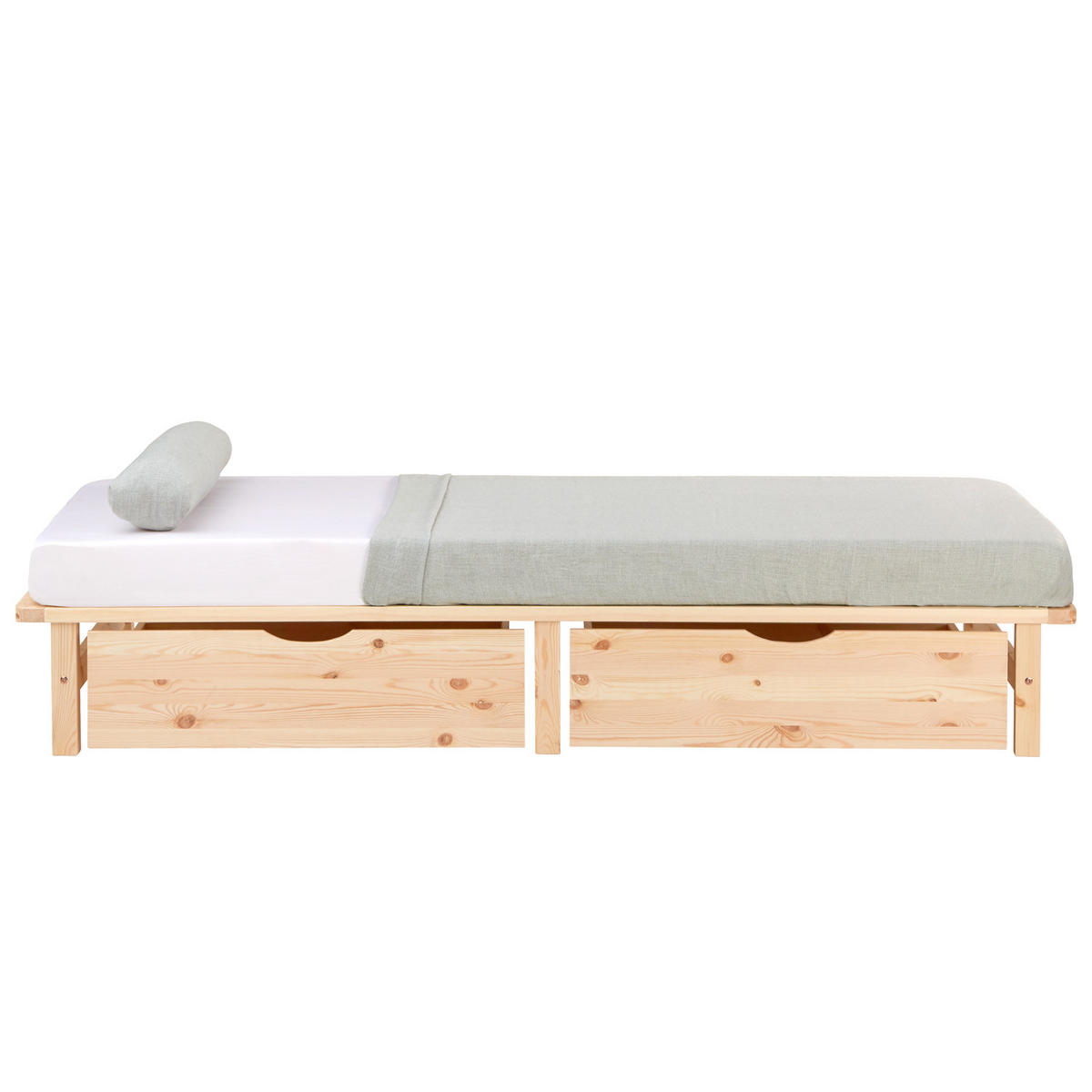 HOLZBETT mit Stauraum 90/200 cm natur - Braun, Holz (90/200cm) - Homestyle4u