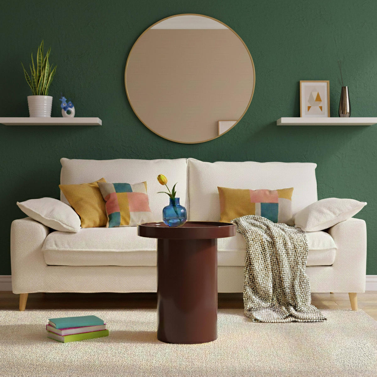 COUCHTISCH, Bordeauxrot - Lila, Holzwerkstoff (40/40/51cm) - Oviala