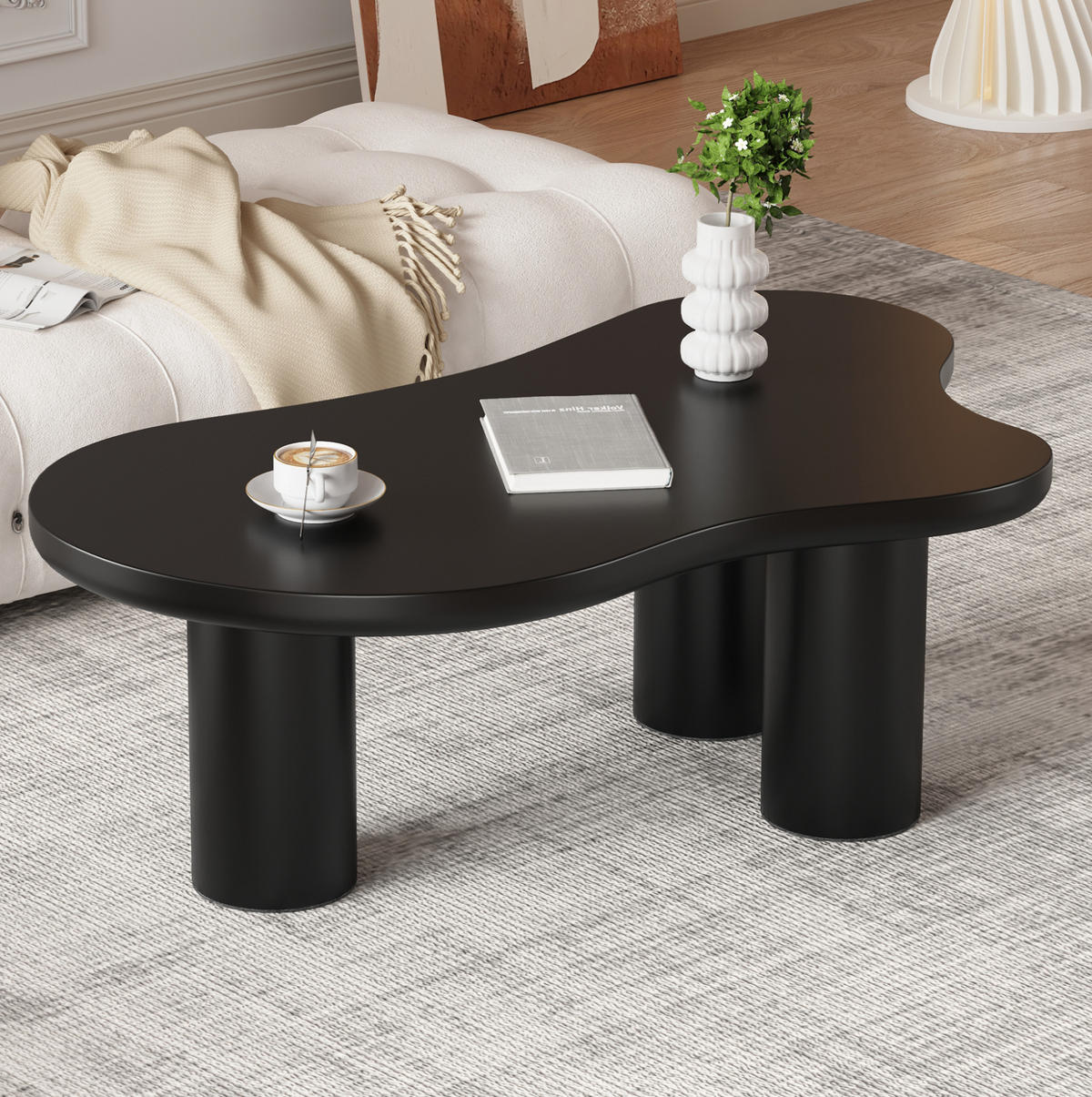 COUCHTISCH 107/66/40.5 cm schwarz aus MDF in Wolkenform - Schwarz, Holzwerkstoff (107/66/40.5cm) - OKMYHOME
