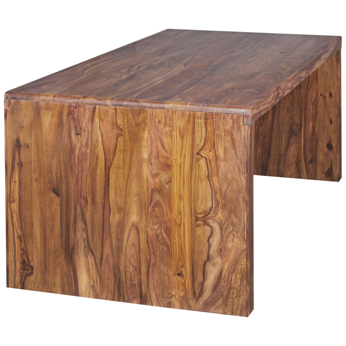 SCHREIBTISCH Massivholz Stauraum Abgerundete Ecken, Braun 180x90x76 cm - Braun, Holz (90/180/76cm) - KADIMA DESIGN